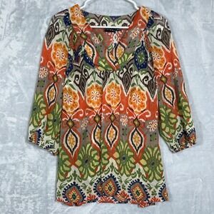 Tribal Womens 6‎ Chiffon Sheer 3/4 Sleeve Top Tunic Aztec Coastal Floral